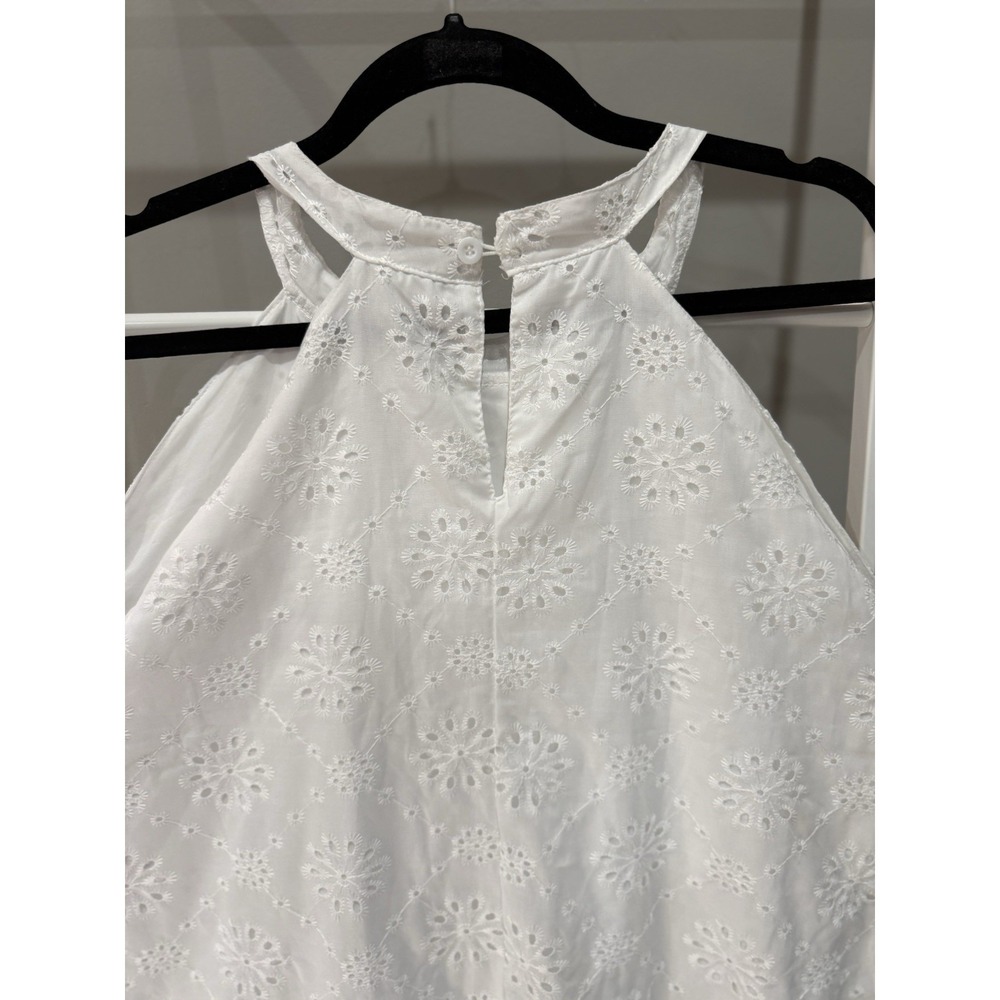 Women's White Floral eyelet Lace Halter Boho Cottagecore Summer A-Line Dress 3XL - Picture 6 of 6